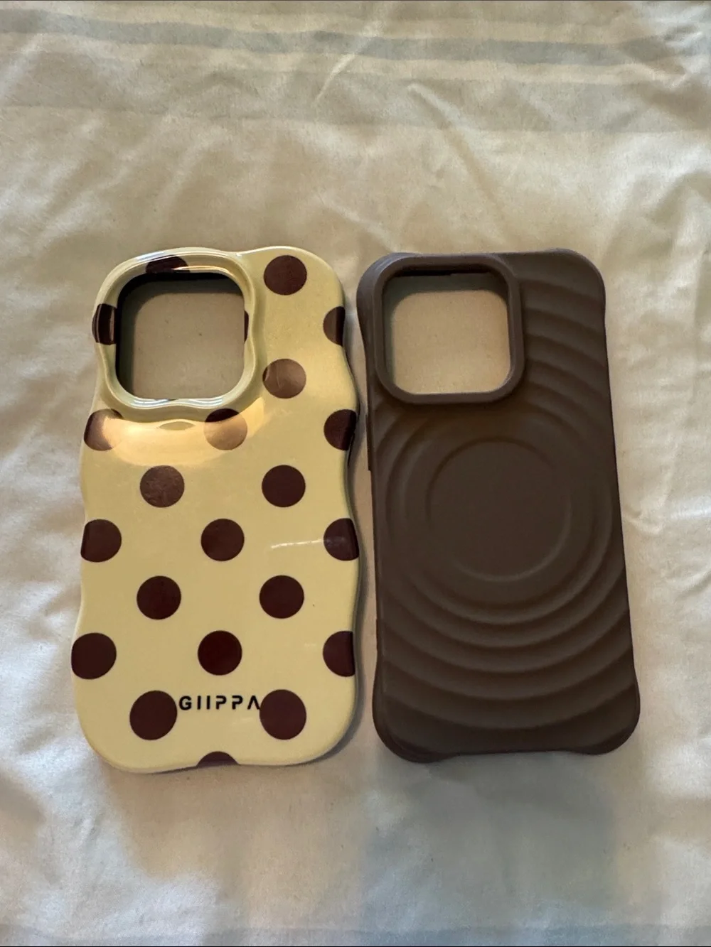 Brown Polka Dot & Solid Brown Phone Case Duo - Brown iPhone 15pro